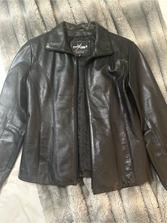 Maxima Jackets & Blazers - Maxima Black Leather Zip-Front Jacket for Women